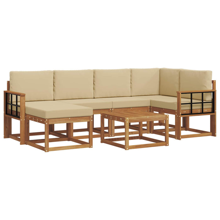 Set de canapele de exterior cu pernă 7 pcs Natural și Bej WALTI