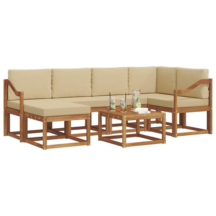 Set de canapele de exterior cu pernă 7 pcs Natural și Bej - WALTI WALTI