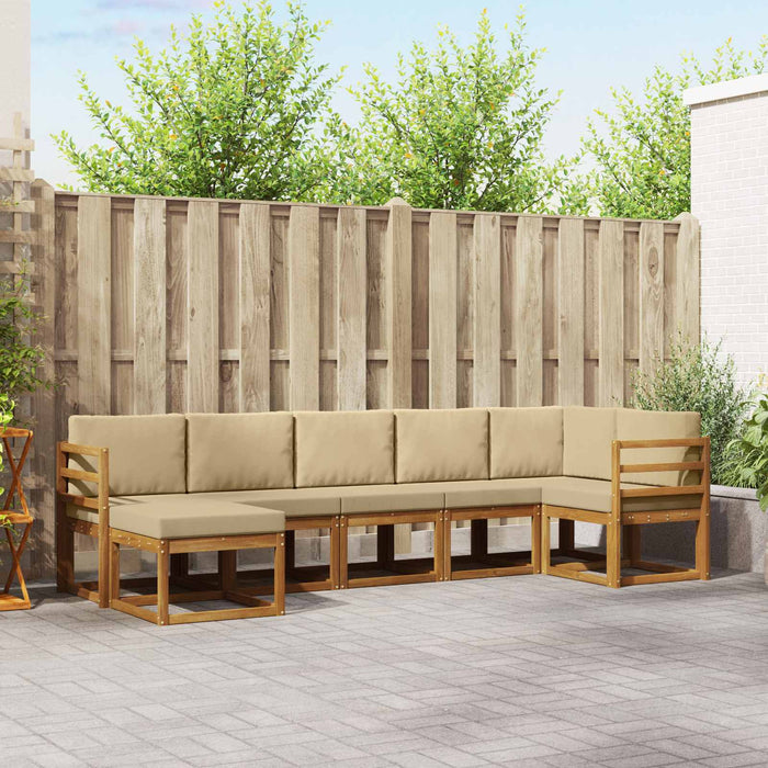 Set de canapele de exterior cu pernă 7 pcs Natural și Bej - WALTI WALTI