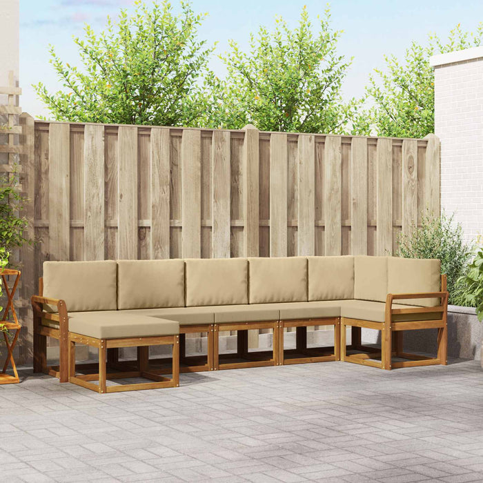 Set de canapele de exterior cu pernă 7 pcs Natural și Bej - WALTI WALTI