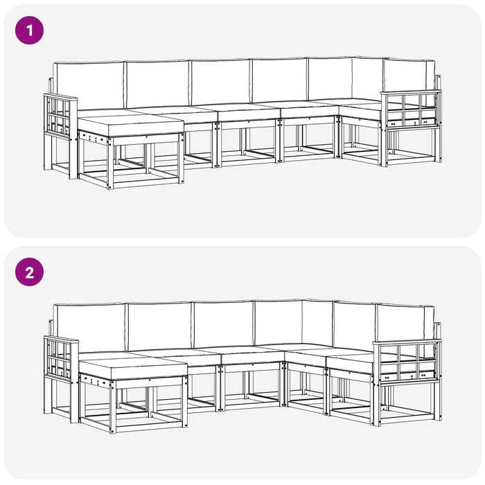 Set de canapele de exterior cu pernă 7 pcs Natural și Crem - WALTI WALTI