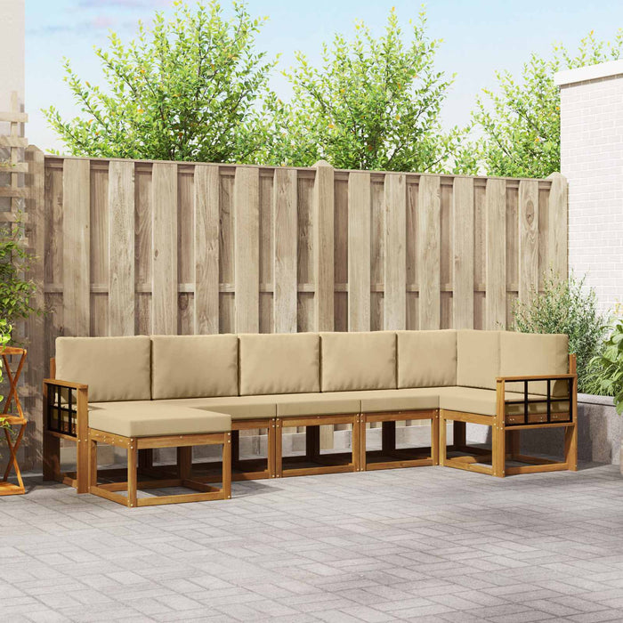 Set de canapele de exterior cu pernă 7 pcs Natural și Bej - WALTI WALTI