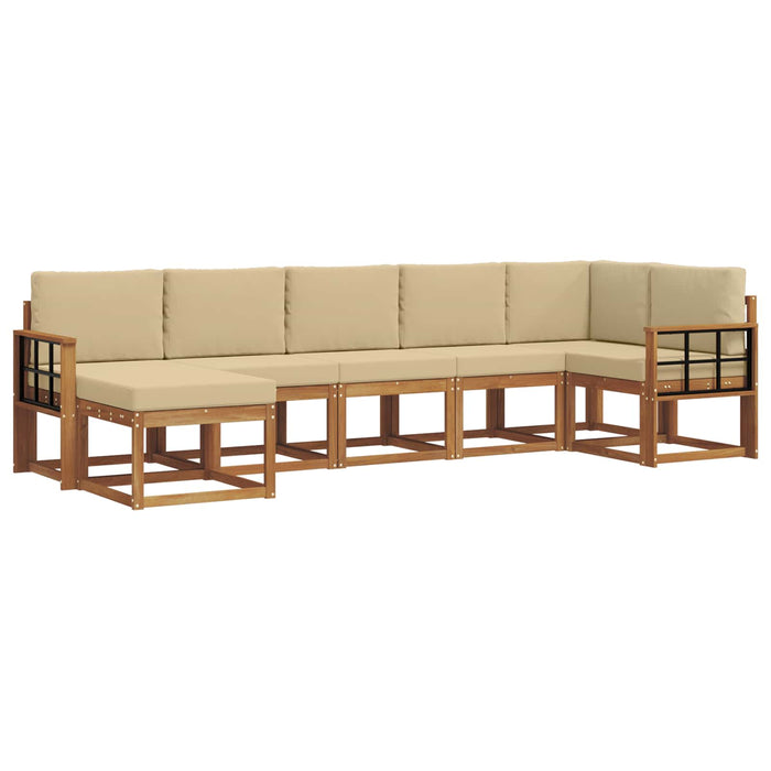 Set de canapele de exterior cu pernă 7 pcs Natural și Bej - WALTI WALTI