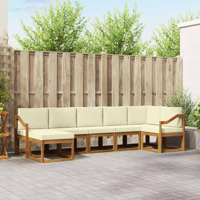 Set de canapele de exterior cu pernă 7 pcs Natural și Crem WALTI