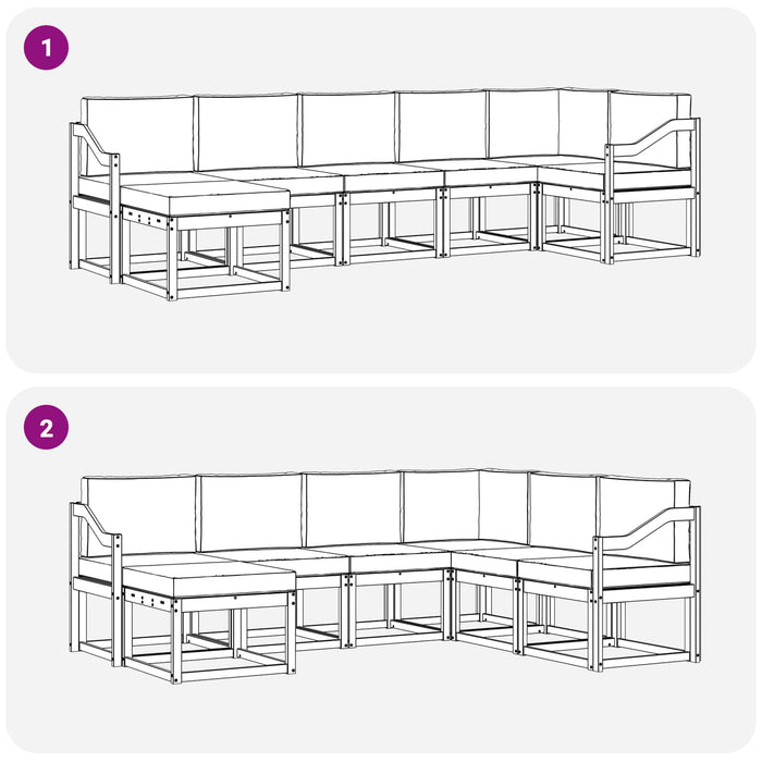 Set de canapele de exterior cu pernă 7 pcs Natural și Crem WALTI