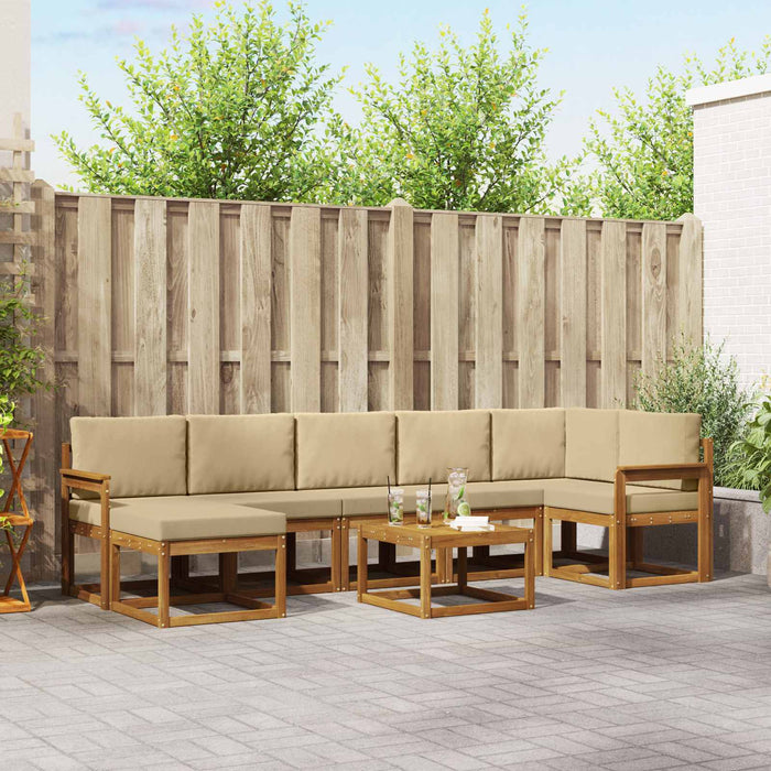 Set de canapele de exterior cu pernă 8 pcs Natural și Bej - WALTI WALTI