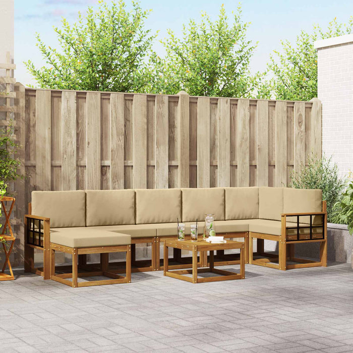Set de canapele de exterior cu pernă 8 pcs Natural și Bej - WALTI WALTI