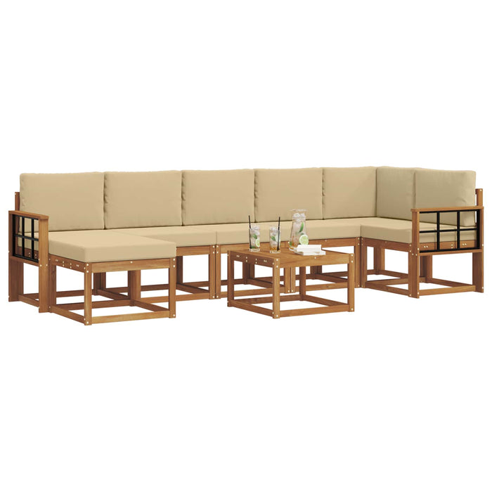 Set de canapele de exterior cu pernă 8 pcs Natural și Bej - WALTI WALTI