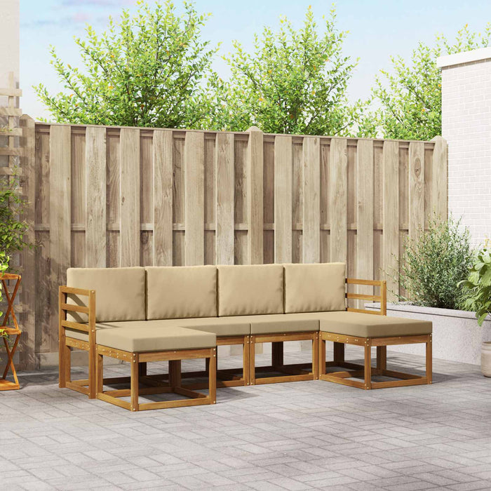 Set de canapele de exterior 6 pcs Natural și Bej Lemn compozit WALTI