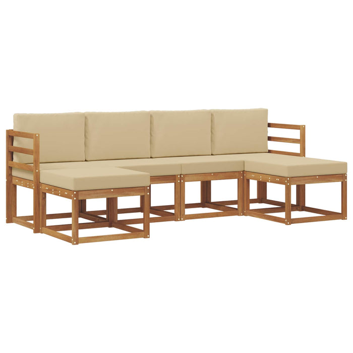 Set de canapele de exterior 6 pcs Natural și Bej Lemn compozit WALTI