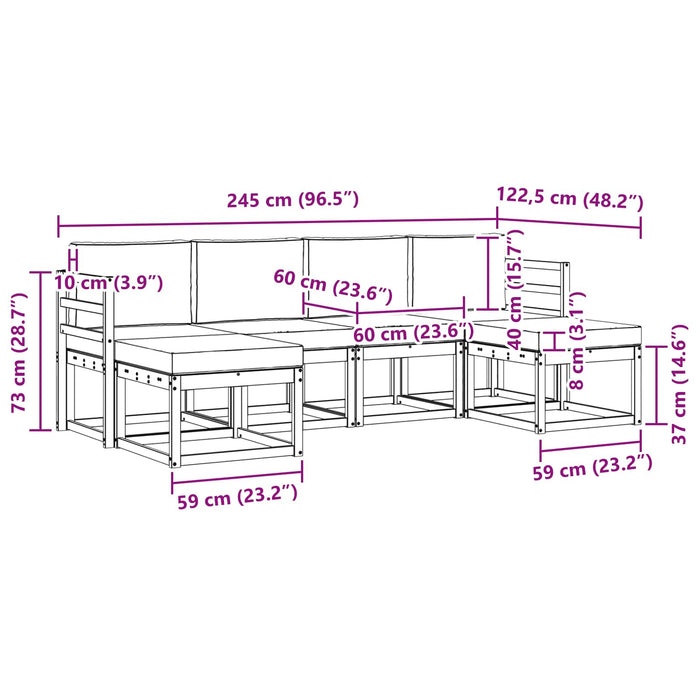 Set de canapele de exterior 6 pcs Natural și Bej Lemn compozit WALTI