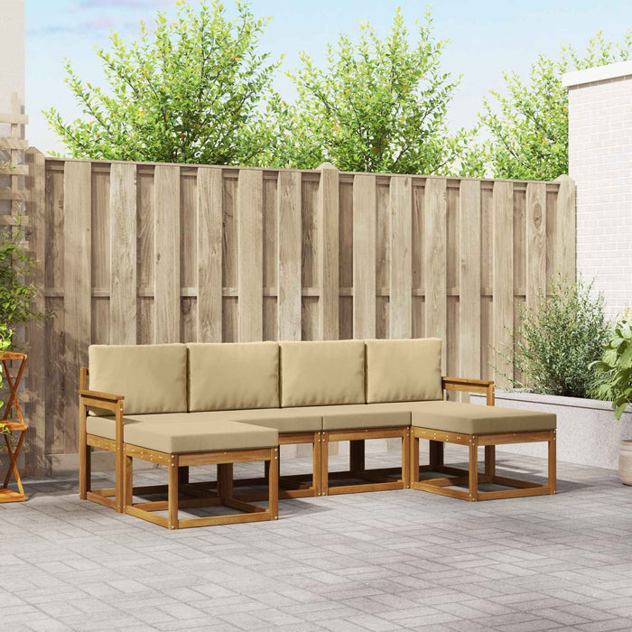 Set de canapele de exterior 6 pcs Natural și Bej Lemn compozit WALTI