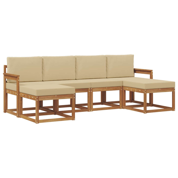 Set de canapele de exterior 6 pcs Natural și Bej Lemn compozit WALTI
