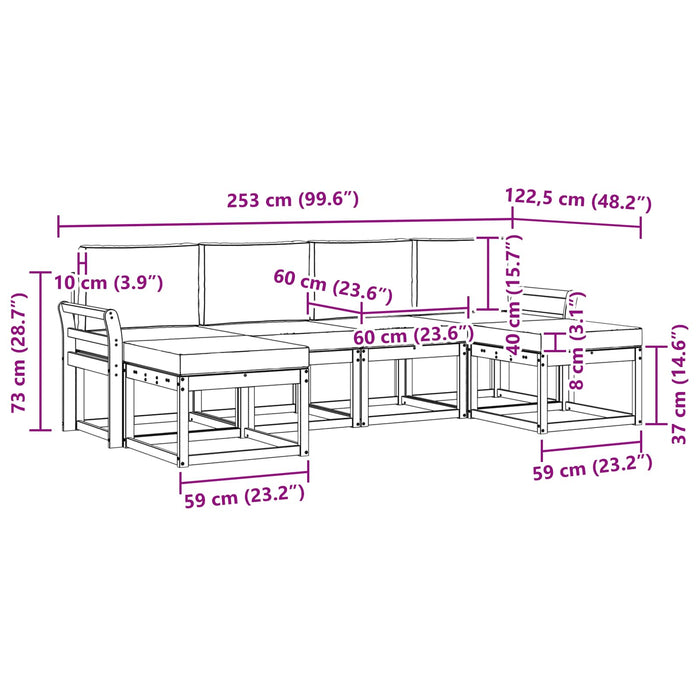 Set de canapele de exterior cu pernă 6 pcs Natural și Crem WALTI