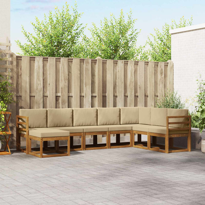 Set de canapele de exterior cu pernă 8 pcs Natural și Bej - WALTI WALTI
