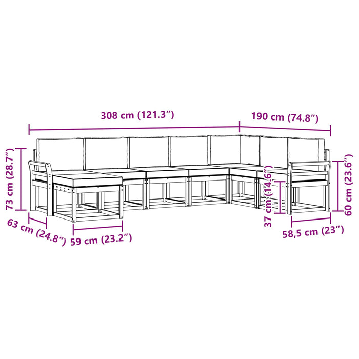 Set de canapele de exterior cu pernă 8 pcs Natural și Crem - WALTI WALTI