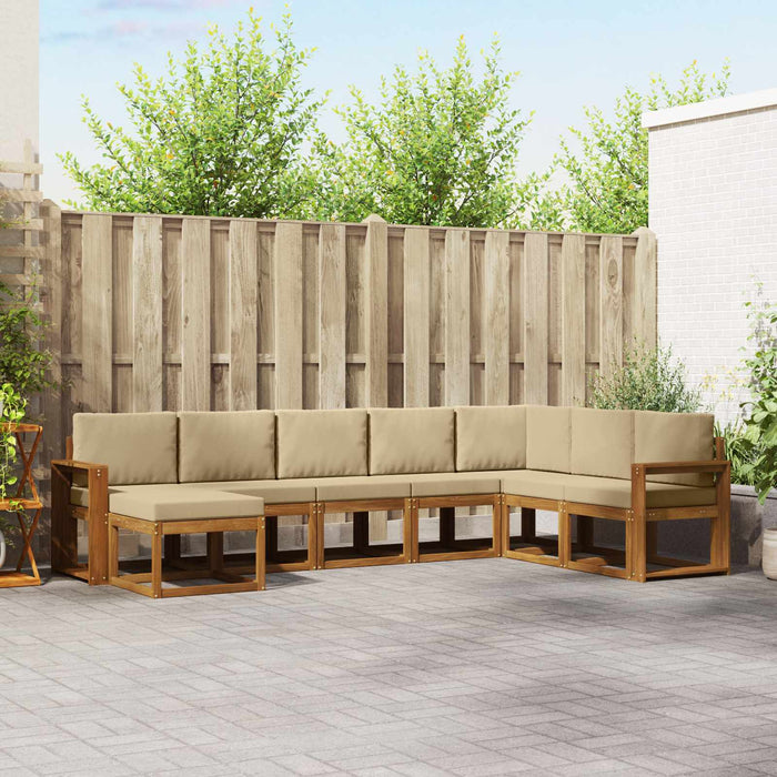 Set de canapele de exterior cu pernă 8 pcs Natural și Bej - WALTI WALTI