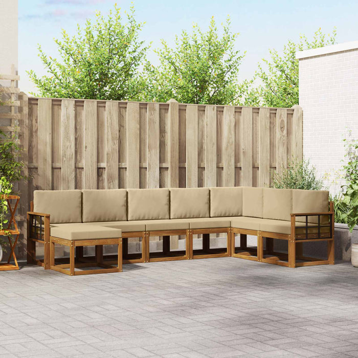 Set de canapele de exterior cu pernă 8 pcs Natural și Bej - WALTI WALTI