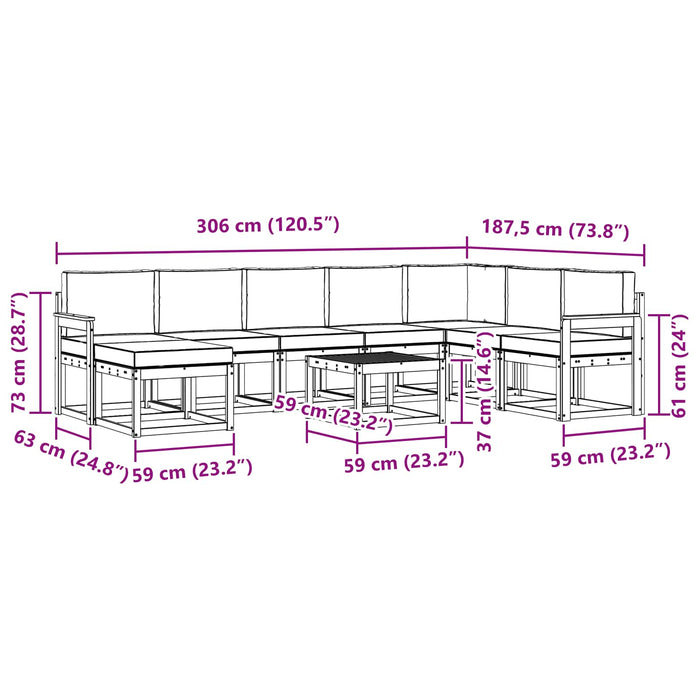 Set de canapele de exterior cu pernă 9 pcs Natural și Antracit - WALTI WALTI