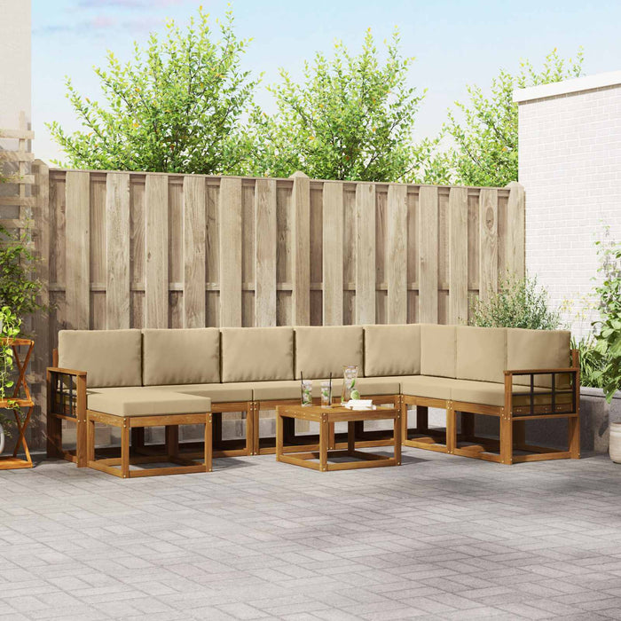 Set de canapele de exterior cu pernă 9 pcs Natural și Bej - WALTI WALTI