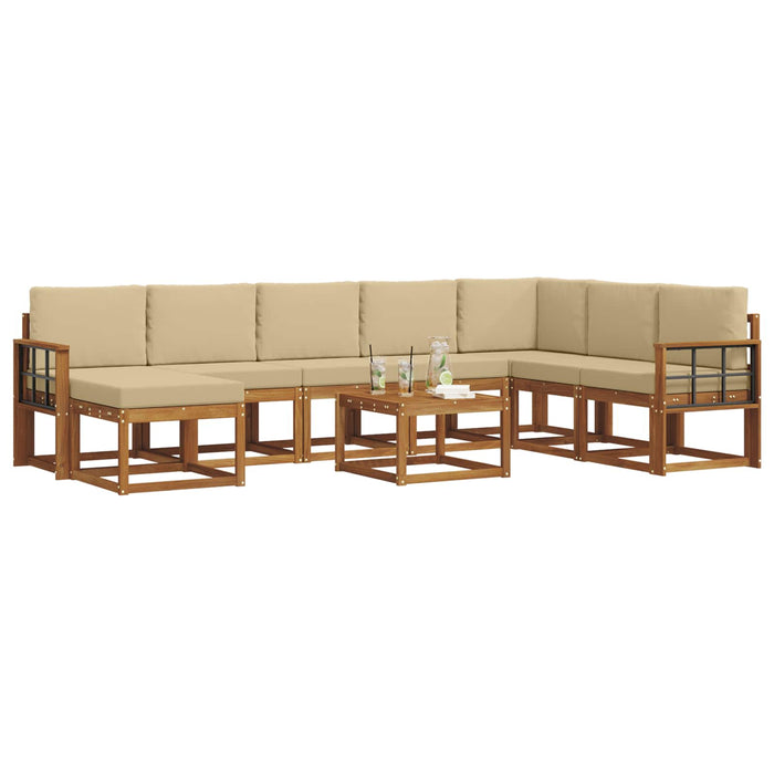 Set de canapele de exterior cu pernă 9 pcs Natural și Bej - WALTI WALTI