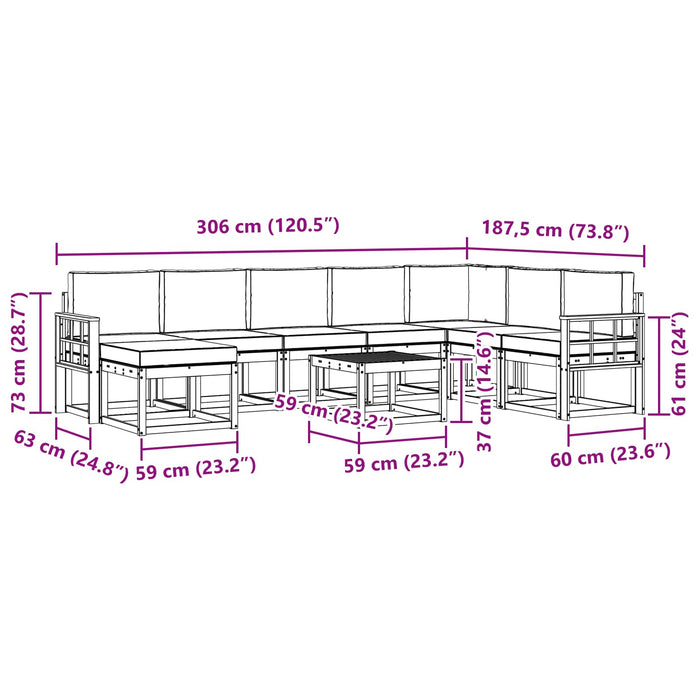 Set de canapele de exterior cu pernă 9 pcs Natural și Bej - WALTI WALTI