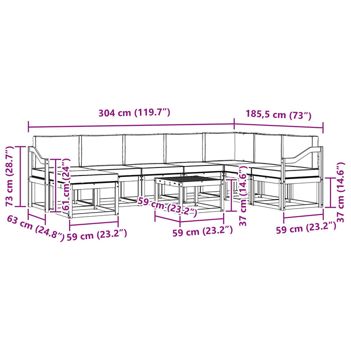 Set de canapele de exterior cu pernă 9 pcs Natural și Antracit - WALTI WALTI