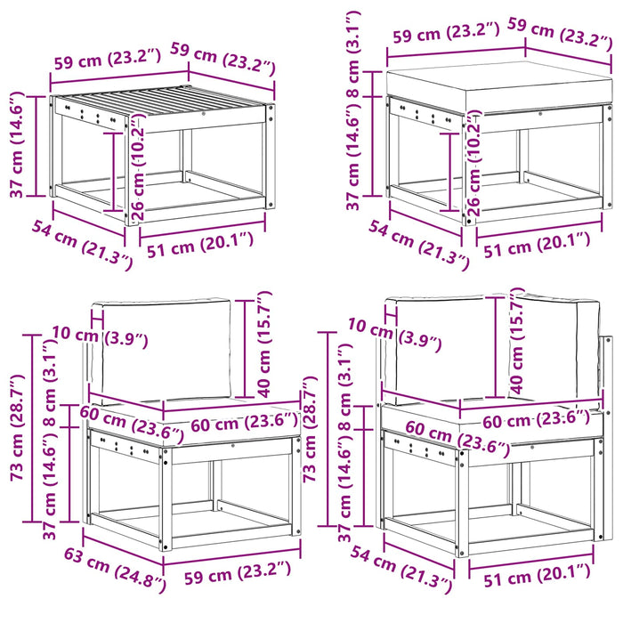 Set de canapele de exterior cu pernă 9 pcs Natural și Antracit - WALTI WALTI
