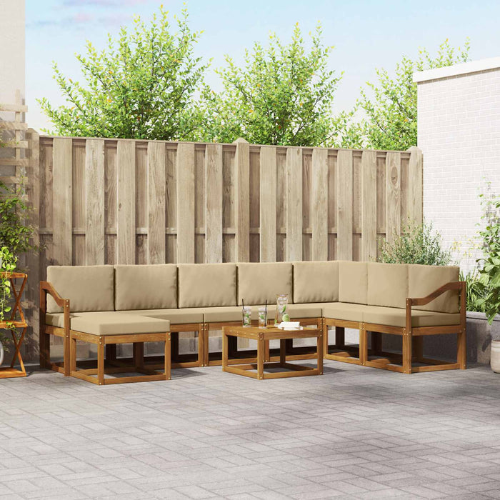 Set de canapele de exterior cu pernă 9 pcs Natural și Bej - WALTI WALTI