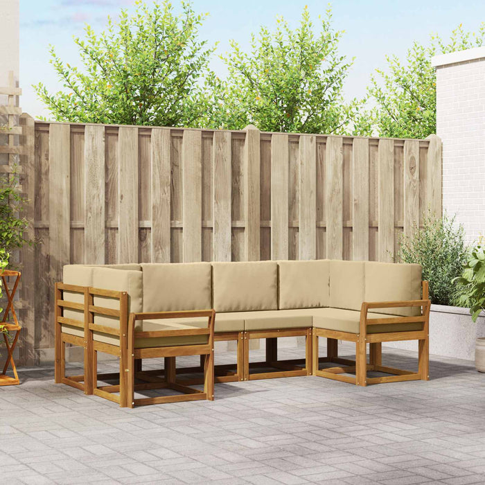 Set de canapele de exterior cu pernă 6 pcs Natural și Bej - WALTI WALTI