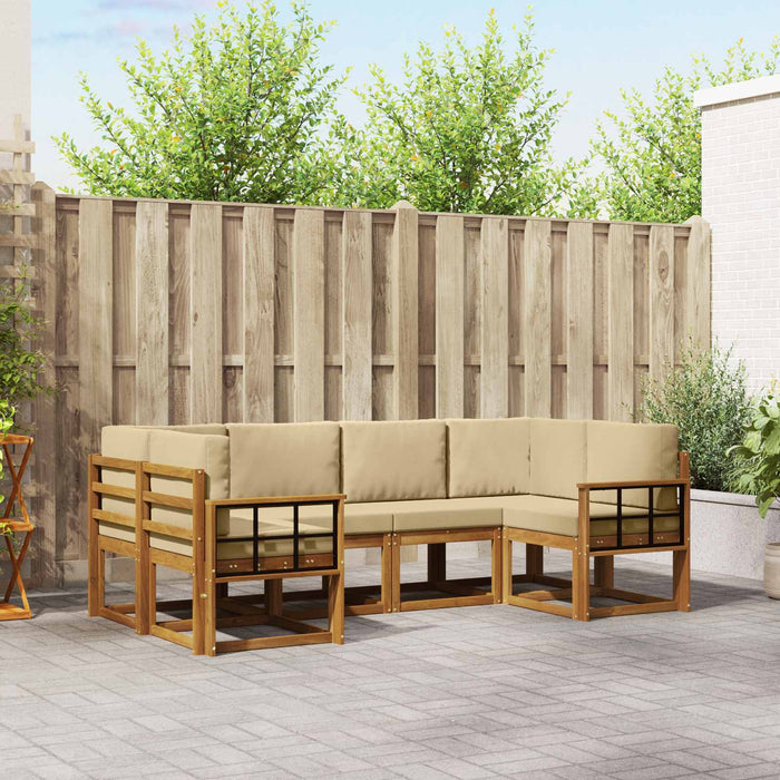 Set de canapele de exterior cu pernă 6 pcs Natural și Bej - WALTI WALTI
