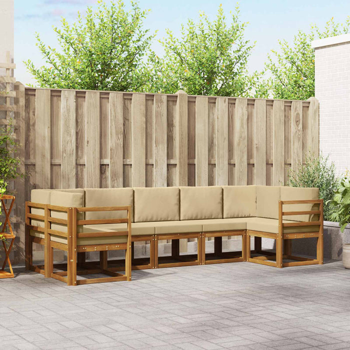 Set de canapele de exterior cu pernă 7 pcs Natural și Bej - WALTI WALTI