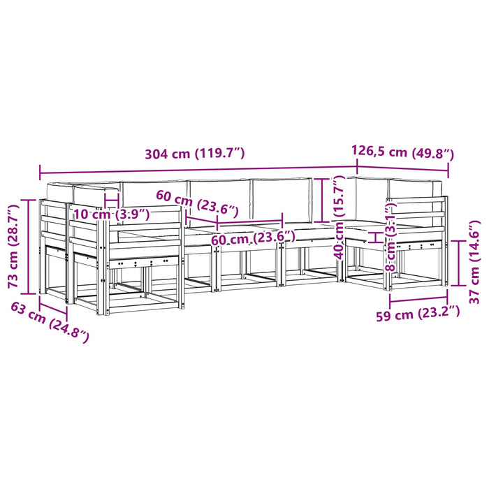 Set de canapele de exterior cu pernă 7 pcs Natural și Bej - WALTI WALTI