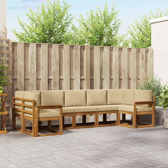 Set de canapele de exterior cu pernă 7 pcs Natural și Bej - WALTI WALTI