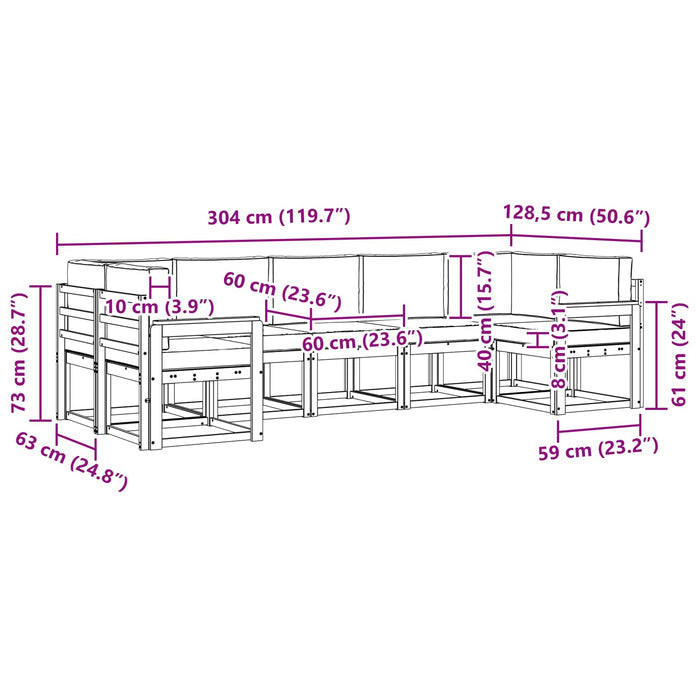 Set de canapele de exterior cu pernă 7 pcs Natural și Bej - WALTI WALTI