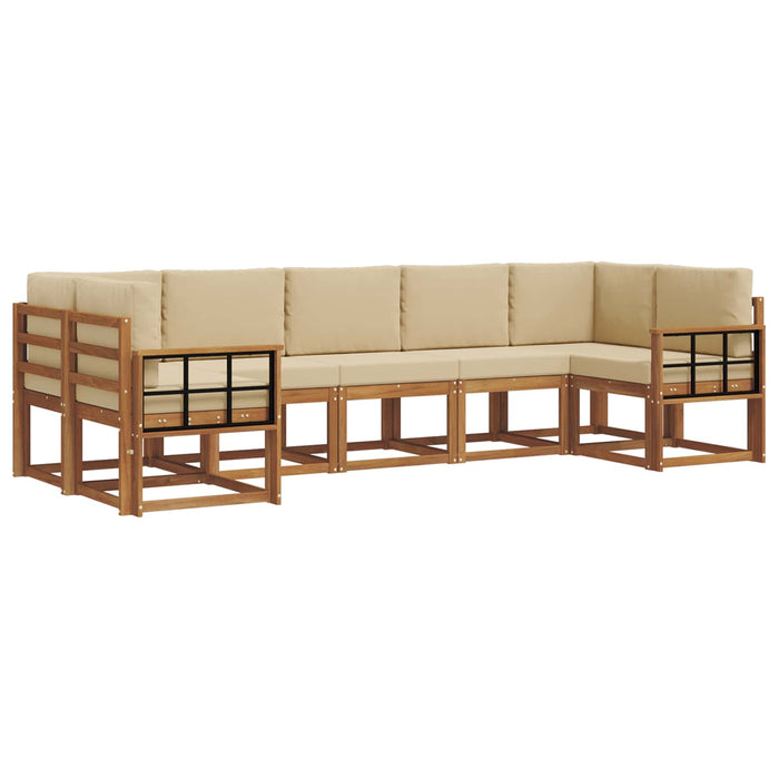 Set de canapele de exterior cu pernă 7 pcs Natural și Bej - WALTI WALTI