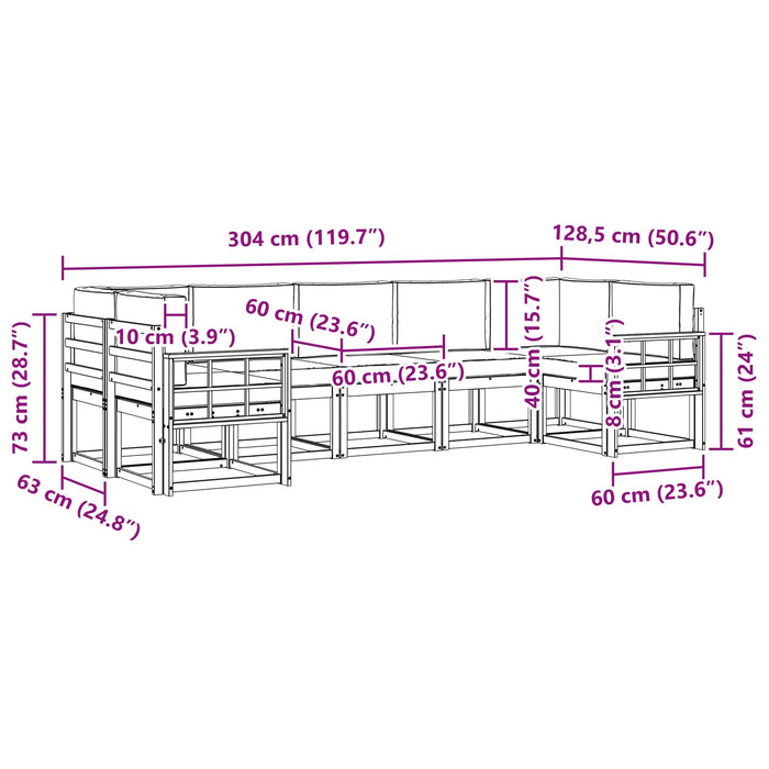 Set de canapele de exterior cu pernă 7 pcs Natural și Bej - WALTI WALTI