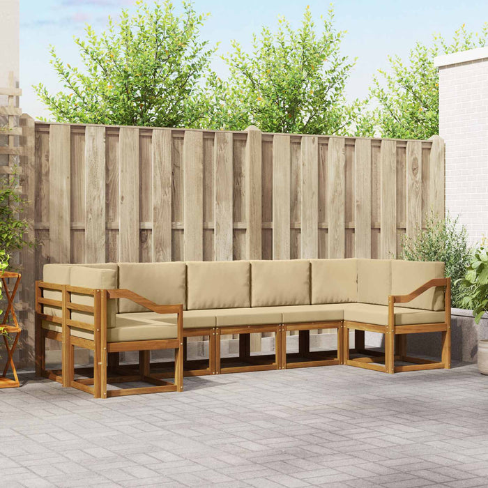 Set de canapele de exterior cu pernă 7 pcs Natural și Bej - WALTI WALTI