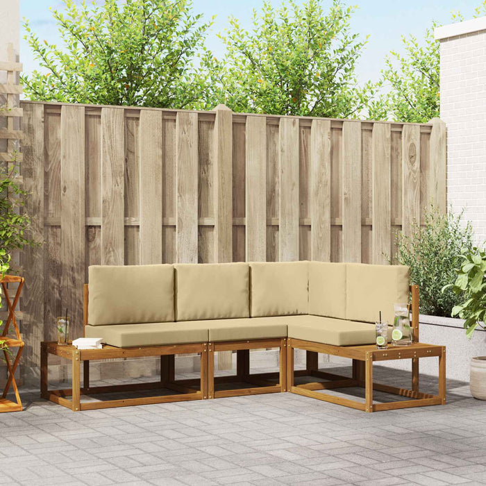Set de canapele de exterior cu pernă 4 Bucată Natural și Bej - WALTI WALTI