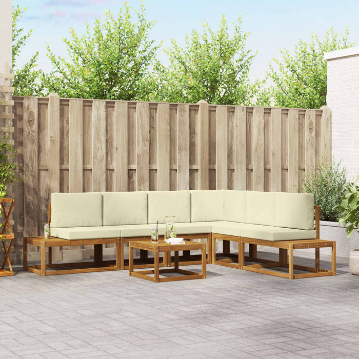 Set de canapele de exterior cu pernă 7 Bucată Natural și Crem - WALTI WALTI