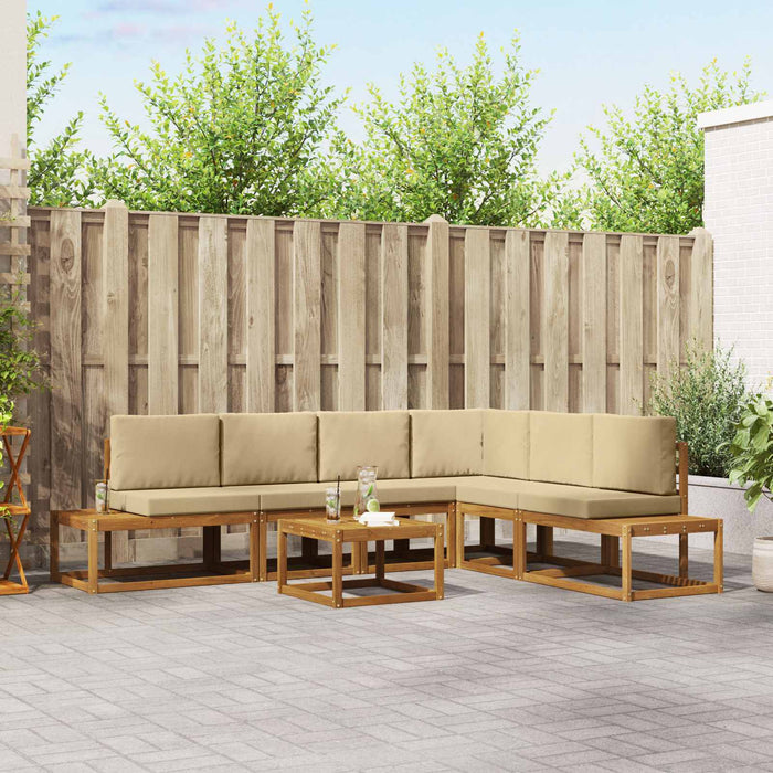 Set de canapele de exterior cu pernă 7 Bucată Natural și Bej - WALTI WALTI