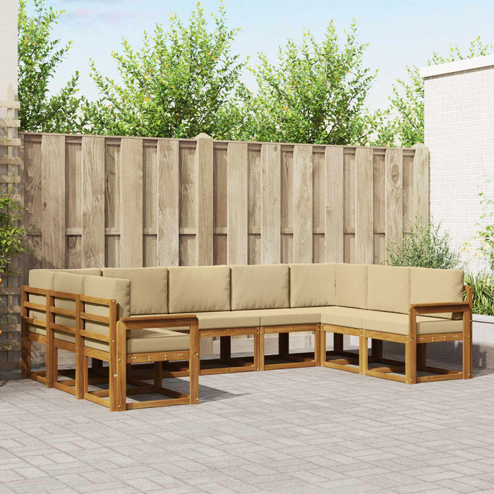 Set de canapele de exterior cu pernă 9 pcs Natural și Bej - WALTI WALTI