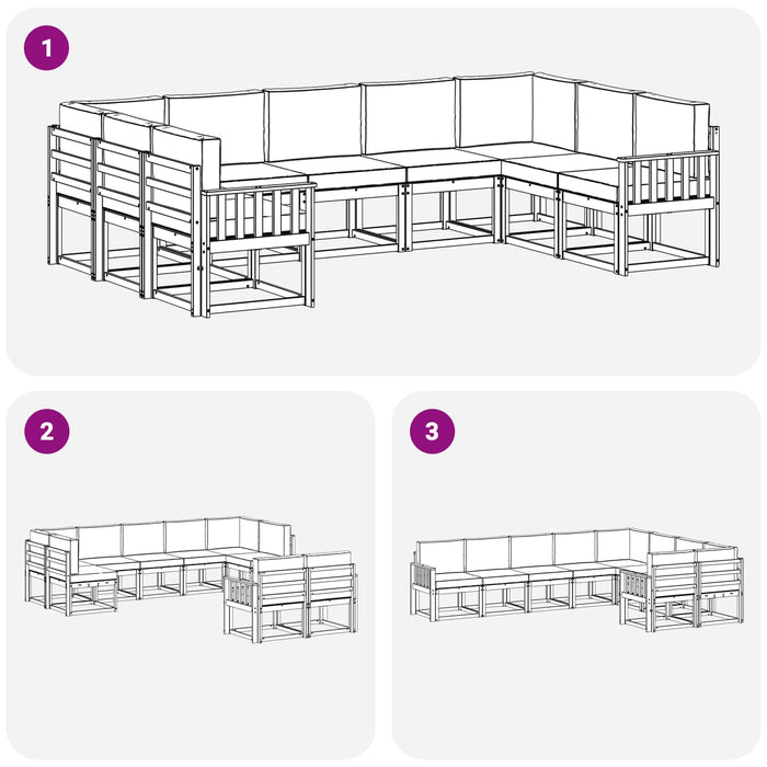 Set de canapele de exterior cu pernă 9 pcs Natural și Crem - WALTI WALTI