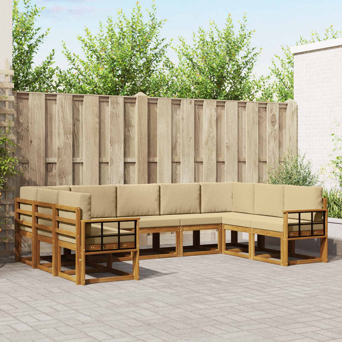 Set de canapele de exterior cu pernă 9 pcs Natural și Bej - WALTI WALTI