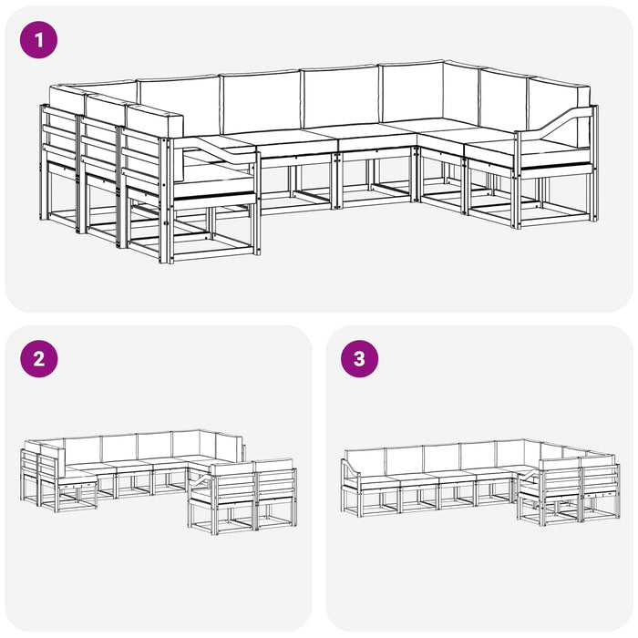 Set de canapele de exterior cu pernă 9 pcs Natural și Bej - WALTI WALTI
