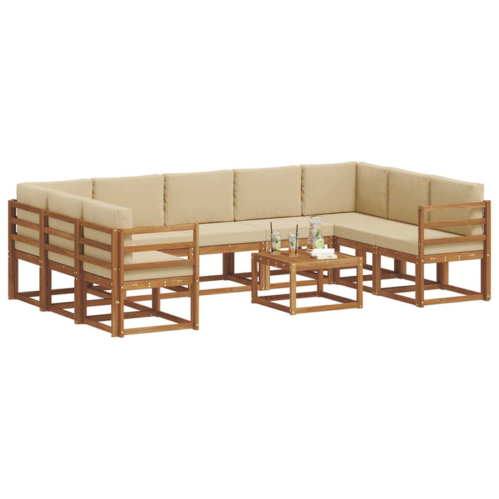 Set de canapele de exterior cu pernă 10 pcs Natural și Bej - WALTI WALTI