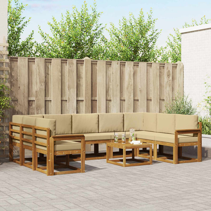 Set de canapele de exterior cu pernă 10 pcs Natural și Bej - WALTI WALTI