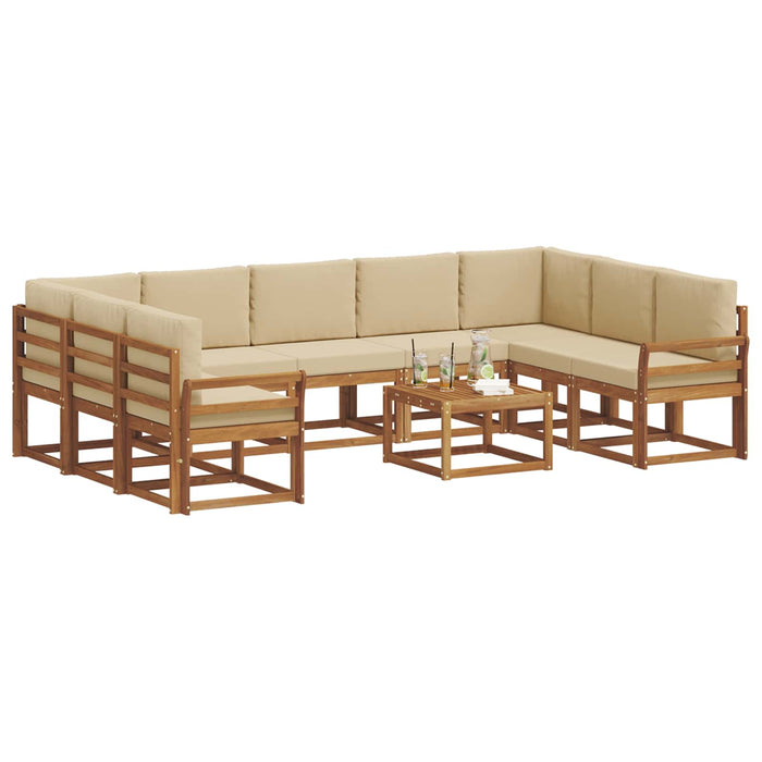 Set de canapele de exterior cu pernă 10 pcs Natural și Bej - WALTI WALTI