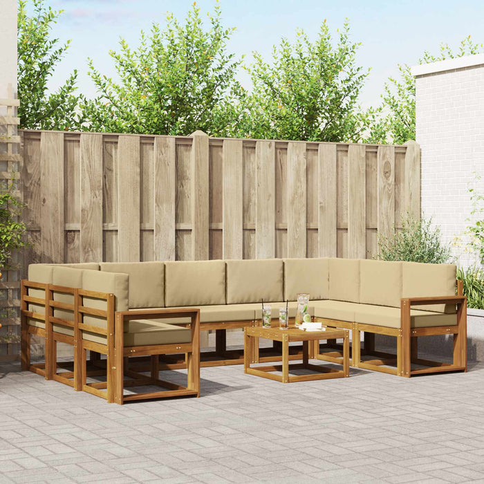 Set de canapele de exterior cu pernă 10 pcs Natural și Bej - WALTI WALTI