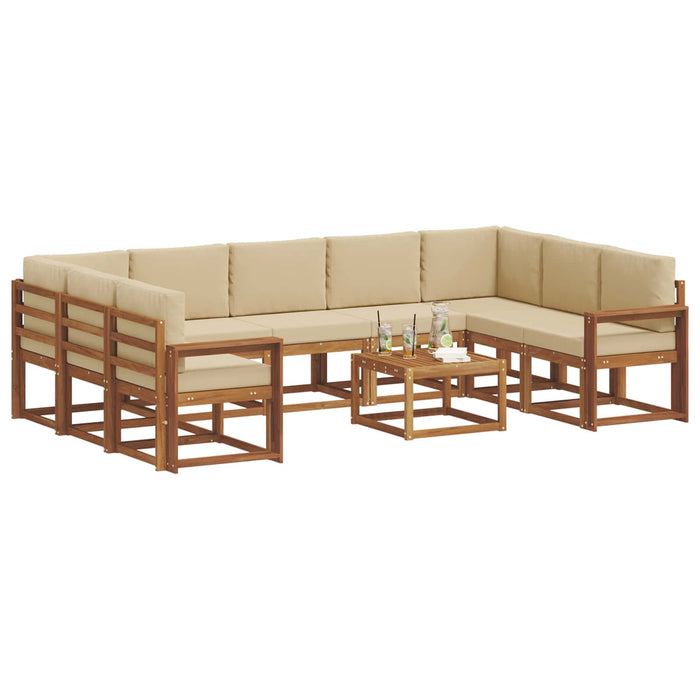 Set de canapele de exterior cu pernă 10 pcs Natural și Bej - WALTI WALTI